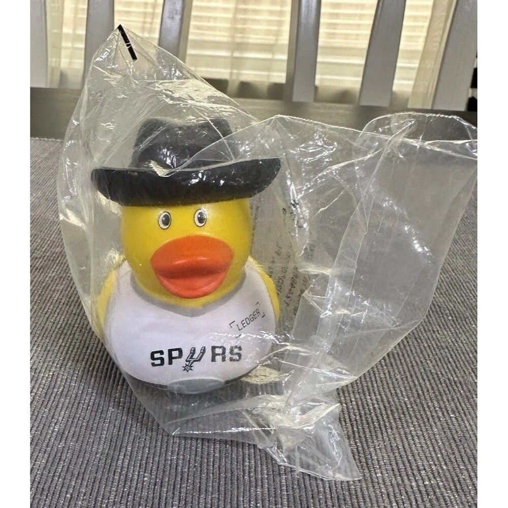 SA San Antonio Spurs Ledger Rubber Duck Cowboy Hat Jersey Squishy Toy Texas Rare
